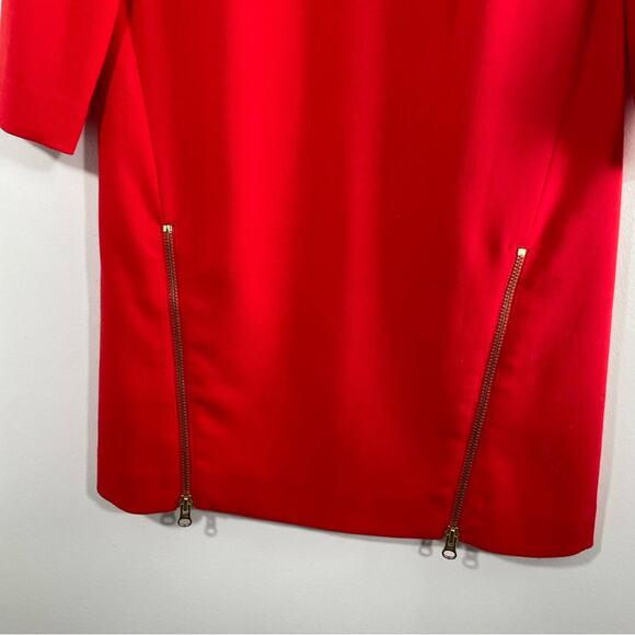 J. Crew Red Gold Double Zip Stretch Knit Shift Dress 00 - Picture 8 of 9
